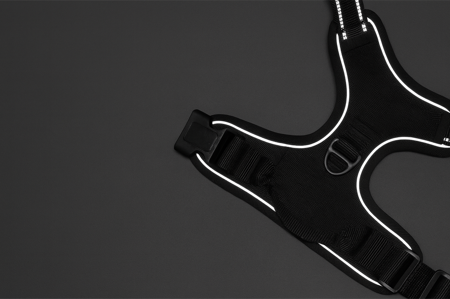 Close-up view of breathable mesh material on no-pull dog harness